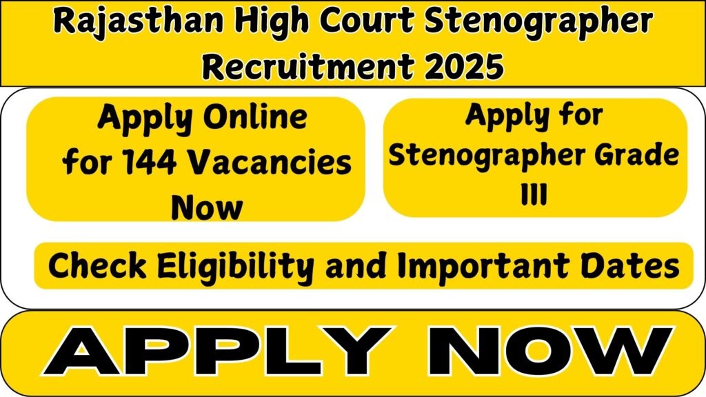 Rajasthan High Court Stenographer Recruitment 2025